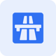 Icone carré autoroute bleu