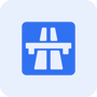 Icone carré autoroute bleu
