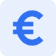 Icone carré euros bleu