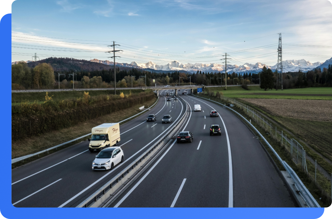 Illustration autoroute fond bleu