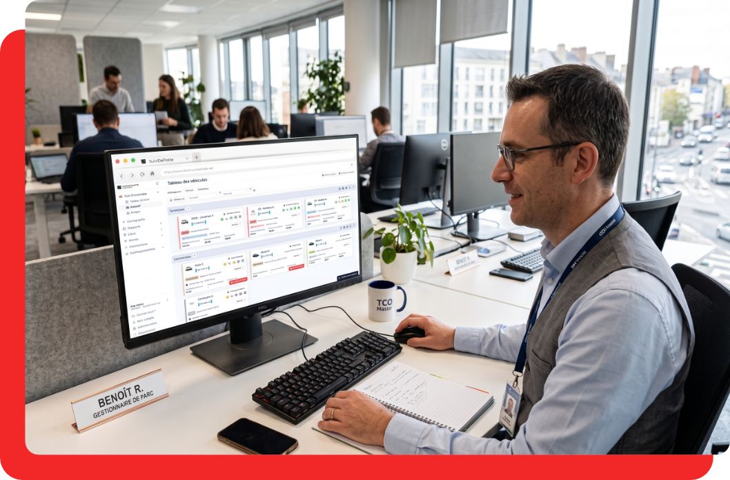 Illustration gestionnaire utilisant lInstant T fond rouge