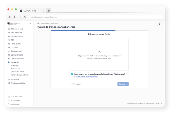 Illustration import de transaction dénergie fenêtre navigation portail SDF
