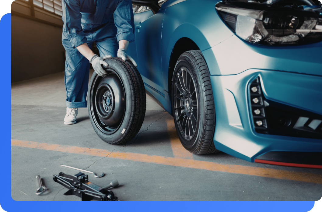 Illustration maintenance parc fond bleu