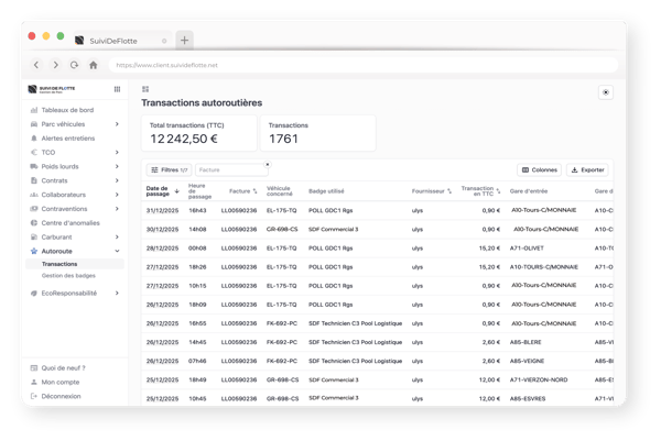 Illustration transactions autoroutières fenêtre de navigation portail SDF