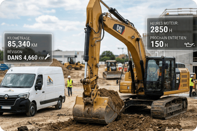 Images de couverture articles de blog - Suivi kilométrique et heures moteur BTP