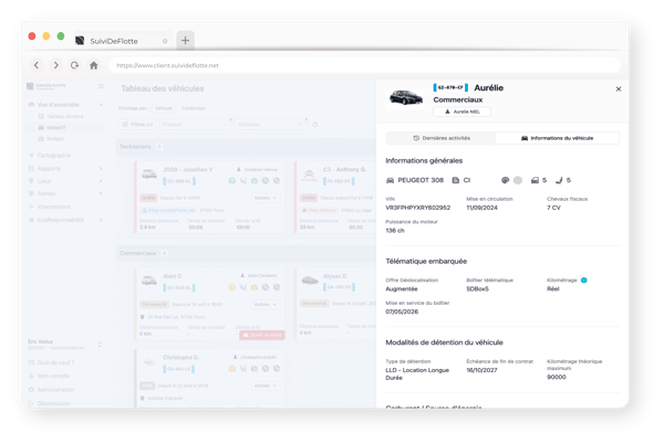 Vue 360 - Fiche technique & Télématique embarquée