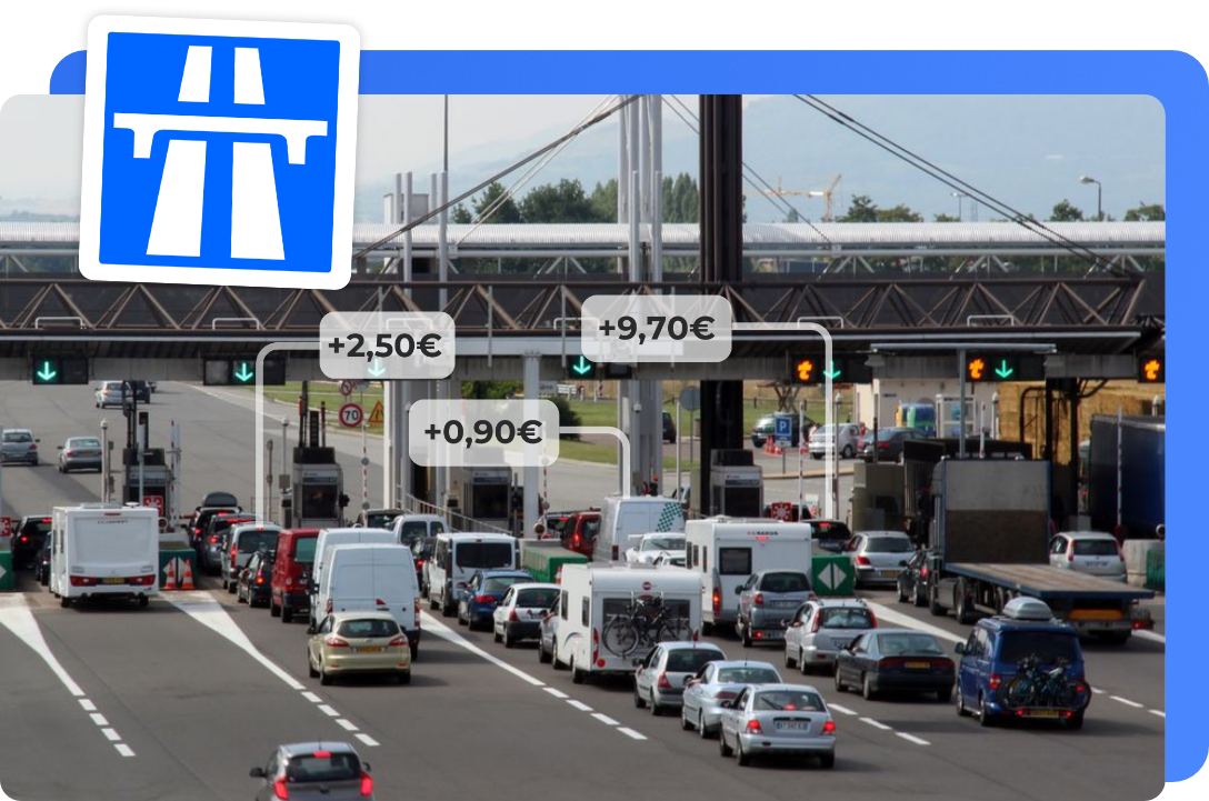 Illustration transactions autoroute fond bleu